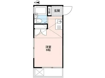 ヴィレッヂけやき台(ワンルーム/2階)の間取り写真