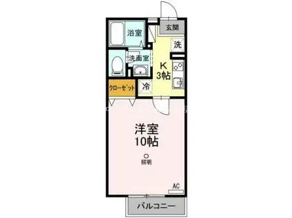 秋桜 A棟(1K/2階)の間取り写真