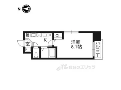 SHINE 蛸薬師(1K/3階)の間取り写真