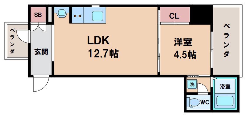 ブリリアントコートクラージュ(1LDK/5階)の間取り写真