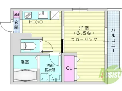 MAHARO宮町(1K/1階)の間取り写真