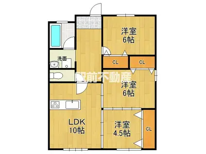 コットンライフ神園(3LDK/4階)の間取り写真