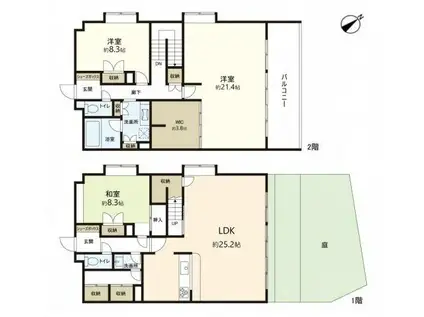 ロイヤルハイツ一茶苑(3LDK/2階)の間取り写真
