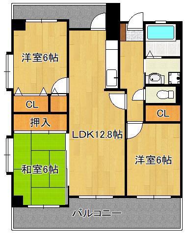 グレートハウス晩餐館(3LDK/5階)の間取り写真
