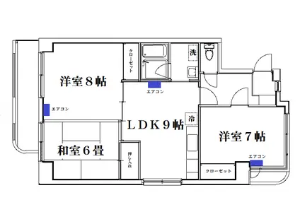パークハイム西山王(3LDK/4階)の間取り写真