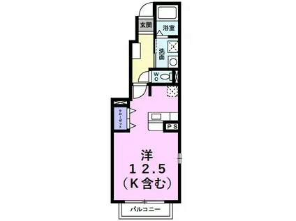 エクセルグリーンII(ワンルーム/1階)の間取り写真