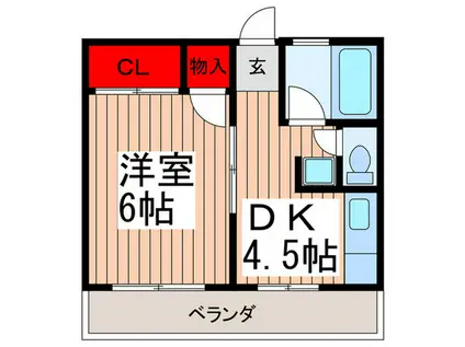 コーポ大沼(1DK/2階)の間取り写真