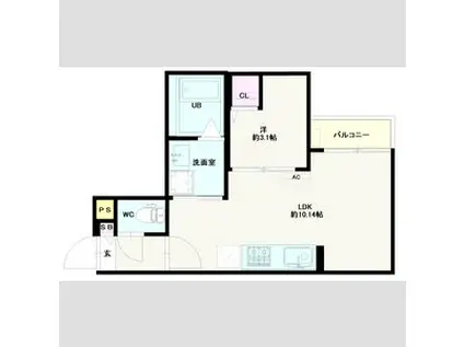 JACK SHUKUCHIII(1LDK/3階)の間取り写真