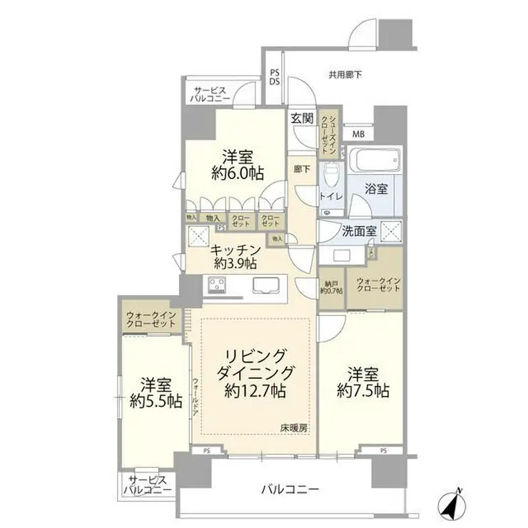 クレヴィア新宿若松町 6階階 間取り