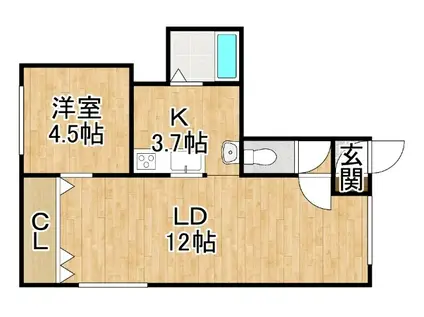 MIMIRU(1LDK/2階)の間取り写真