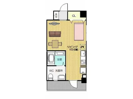 BBコート姪浜(ワンルーム/2階)の間取り写真