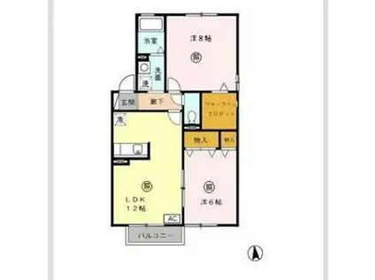 GREEN HILLS B(2LDK/2階)の間取り写真