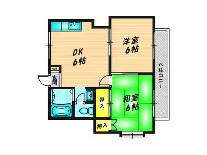 マツラハイツ(2DK/2階)の間取り写真