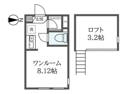 マルバ上板橋(ワンルーム/2階)の間取り写真