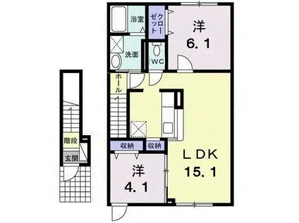 K・S ヴィラIII(2LDK/2階)の間取り写真