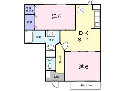 ブロッサムI(2DK/1階)の間取り写真