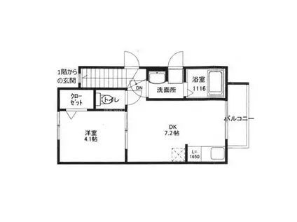 カーサアザレア(1DK/2階)の間取り写真