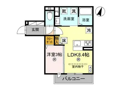 D-GRACE秋月(1LDK/2階)の間取り写真