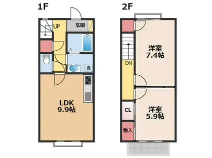 ミラージュ(2LDK/1階)の間取り写真