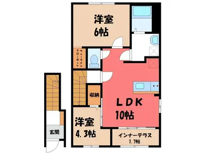 ディアコート 葵(2LDK/2階)の間取り写真