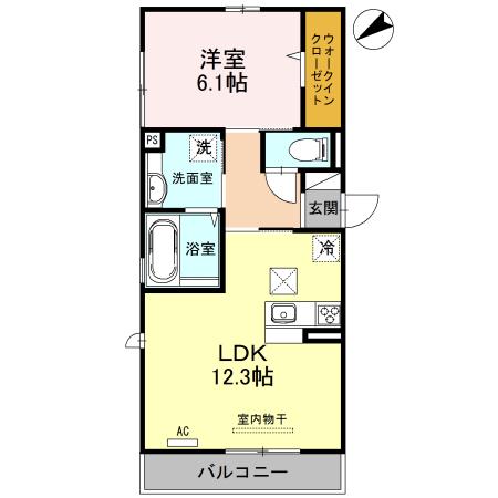 サザングレイスII(1LDK/1階)の間取り写真