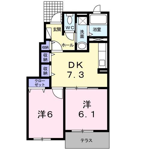 パストラル レジデンス A(2DK/1階)の間取り写真
