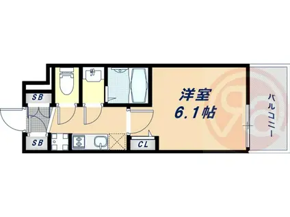 メインステージ天王寺サイドシティ(1K/9階)の間取り写真