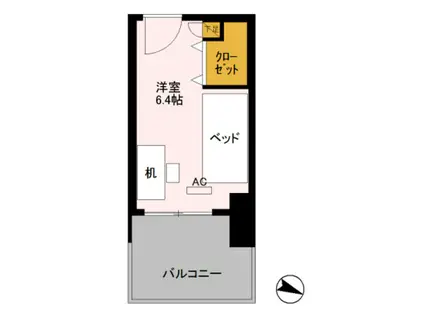 ロイヤルパークスER万代 SHARE万代(ワンルーム/3階)の間取り写真