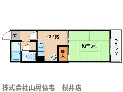 グリーンビレッジ桜井(1K/5階)の間取り写真