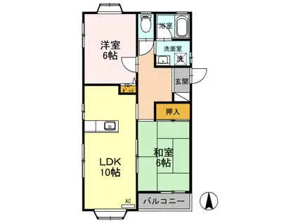 パークサイドI(2LDK/1階)の間取り写真