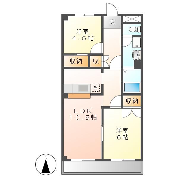エスポアロイヤル(2LDK/2階)の間取り写真