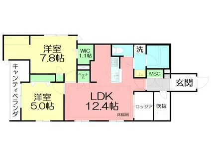 サウスERN-STROUTE33(2LDK/3階)の間取り写真