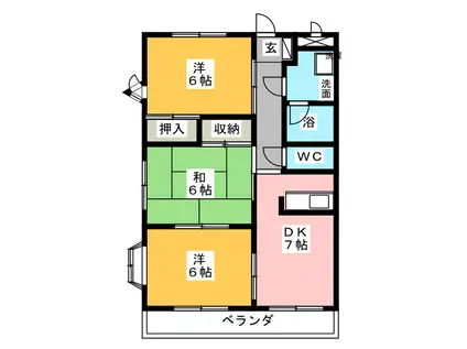 グランドハイツU(3DK/4階)の間取り写真