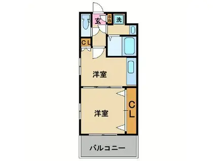 リファレンス小倉(1DK/2階)の間取り写真