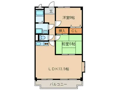 サンモール茂(2LDK/2階)の間取り写真
