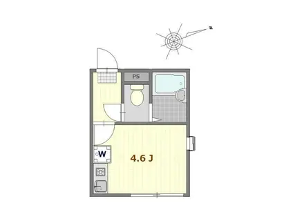 シャンテお花茶屋II(ワンルーム/1階)の間取り写真