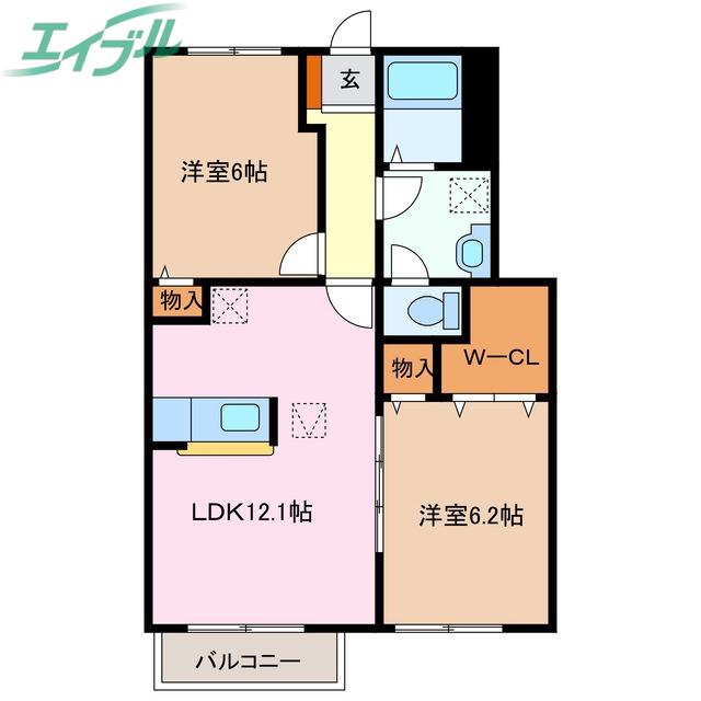 ファミール笹川(2LDK/1階)の間取り写真