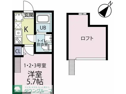 LIL GRANDE 川崎(1K/2階)の間取り写真