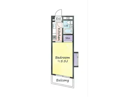 ハイタウン自由ヶ丘(1K/5階)の間取り写真