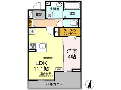 フース コーシェリ(1LDK/3階)の間取り写真