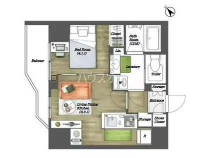 ルジェンテ・バリュ上野根岸(1LDK/8階)の間取り写真