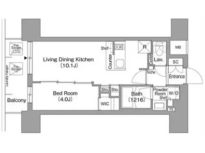 コンフォリア・リヴ北浜淡路町(1LDK/14階)の間取り写真