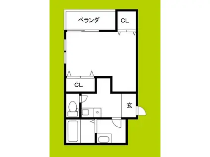 フジパレス桑津(1K/1階)の間取り写真