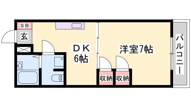 リバーサイド真砂(1DK/4階)の間取り写真