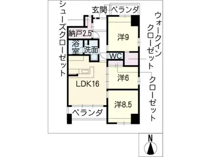 アクシス香蘭(3SLDK/9階)の間取り写真