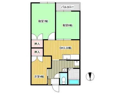 ロイヤルレジデンス六暮(3DK/3階)の間取り写真