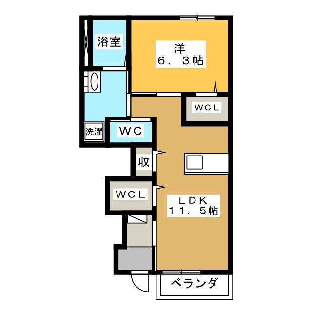 LUCEN(1LDK/1階)の間取り写真