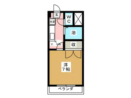 レジデンスK(1K/4階)の間取り写真