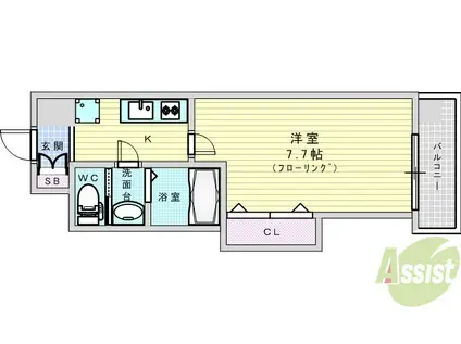 LUXE新大阪Ⅱ(1K/9階)の間取り写真