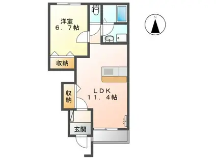 ヒールコートGOTO(1LDK/1階)の間取り写真
